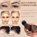 Applying hairline and eyebrow contour powder stick with cushion puff