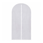 Front view of the suit cover on white background, demonstrating space-saving design.