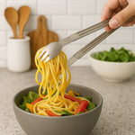 Sleek design of stainless steel serving tong for pasta and salad