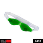 Front view of the green cold eye mask, highlighting its comfortable design.