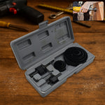 BoltForce 12-piece hole saw kit laid out, showcasing carbon steel bits and accessories.