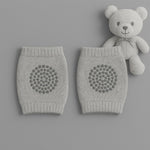 Cozy light grey wool leg warmers with thickened sponge knee pads for kids