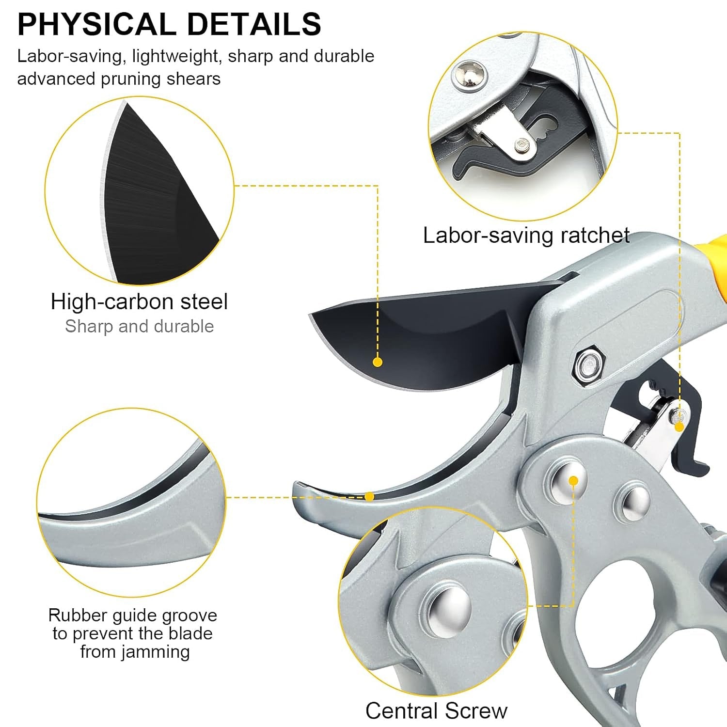 Ergonomic anti-slip cushioned handle on pruning shears for comfortable garden use