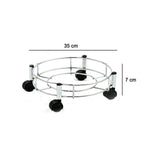Compact gas cylinder trolley with four swivel wheels for easy maneuverability