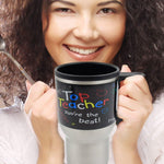 Side view of the Fervent insulated travel mug, emphasizing its ergonomic handle.