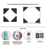 Adjustable rods of the appliance stand base trolley for various appliance sizes