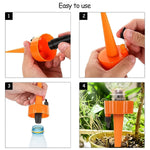 Easy-to-use self-watering spike attached to a plastic bottle.
