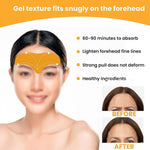 Infographic highlighting benefits of forehead wrinkle patches: reduces lines, smooths skin.