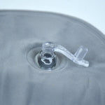 Close-up of features on inflatable travel pillow
