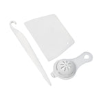 Three-piece silicone cake decorating kit with baking brushes on a clean white background.