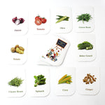 Compact vegetable flash card box displaying bright vegetable photos and names for kids