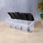 Revolving base design of airtight 4-part spice storage box for convenient use