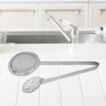 Apex skimmer tong kitchen utensil in polished stainless steel for cooking