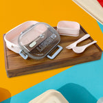 Leak-proof lunch box with three compartments and transparent lid