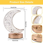 Decorative Moon Crystal Lamp glowing softly, enhancing room ambiance.
