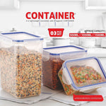 Stackable rectangular food containers, perfect for an organized kitchen pantry.