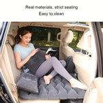 Size and scale reference of the portable inflatable car mattress on backseat