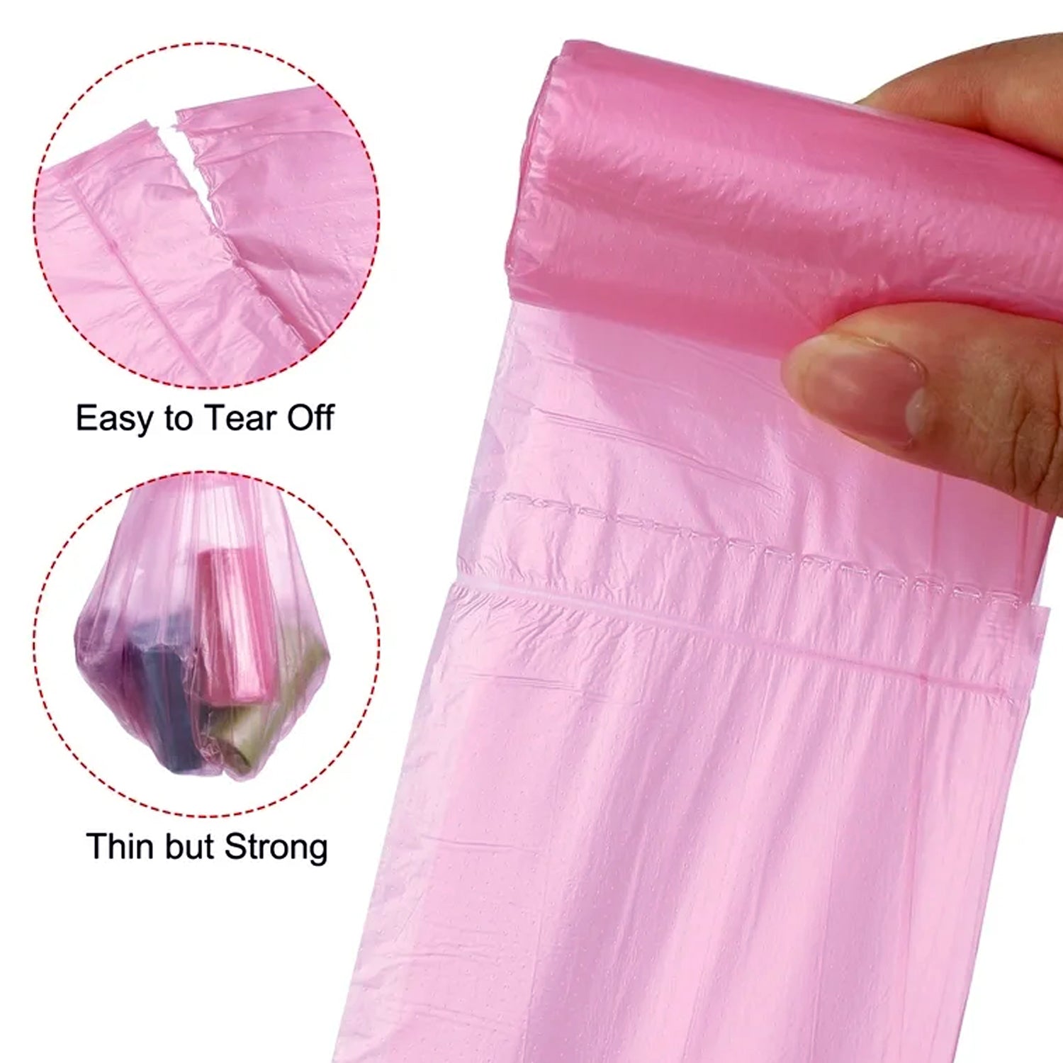 Roll of heavy duty leak-proof garbage bags 45x45 cm in assorted colors