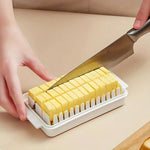 The butter slicer box with perfectly cut butter portions, ready for serving.