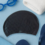 Close-up of textured grip dots on silicone swimming cap
