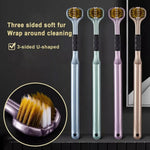 Another perspective of the 3-Sided Toothbrush, demonstrating its full coverage.
