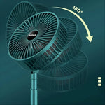 The foldable Portable Desktop Fan with a ruler, illustrating its height adjustment and compact size.