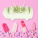 Multicolor Cartoon Ice Candy Mold with four fun-shaped popsicles, ready to enjoy.