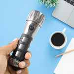 Side view of the sleek aluminium LED Hand Torch by Indo Glow.