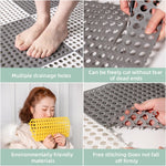 Slip resistant bath mat ensuring safety during bathing.