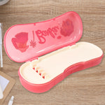 Pencil box for children with cartoon bear print and removable inner tray