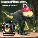 Dinosaur toy in its packaging, highlighting its interactive features.