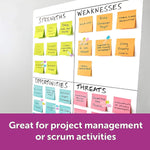 Sticky notes pad placed on desk and planner for easy access