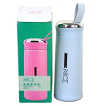 Full view of light blue glass water bottle 400ml for daily use