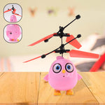 Pink owl Flying Bird RC Toy showing LED lighting features