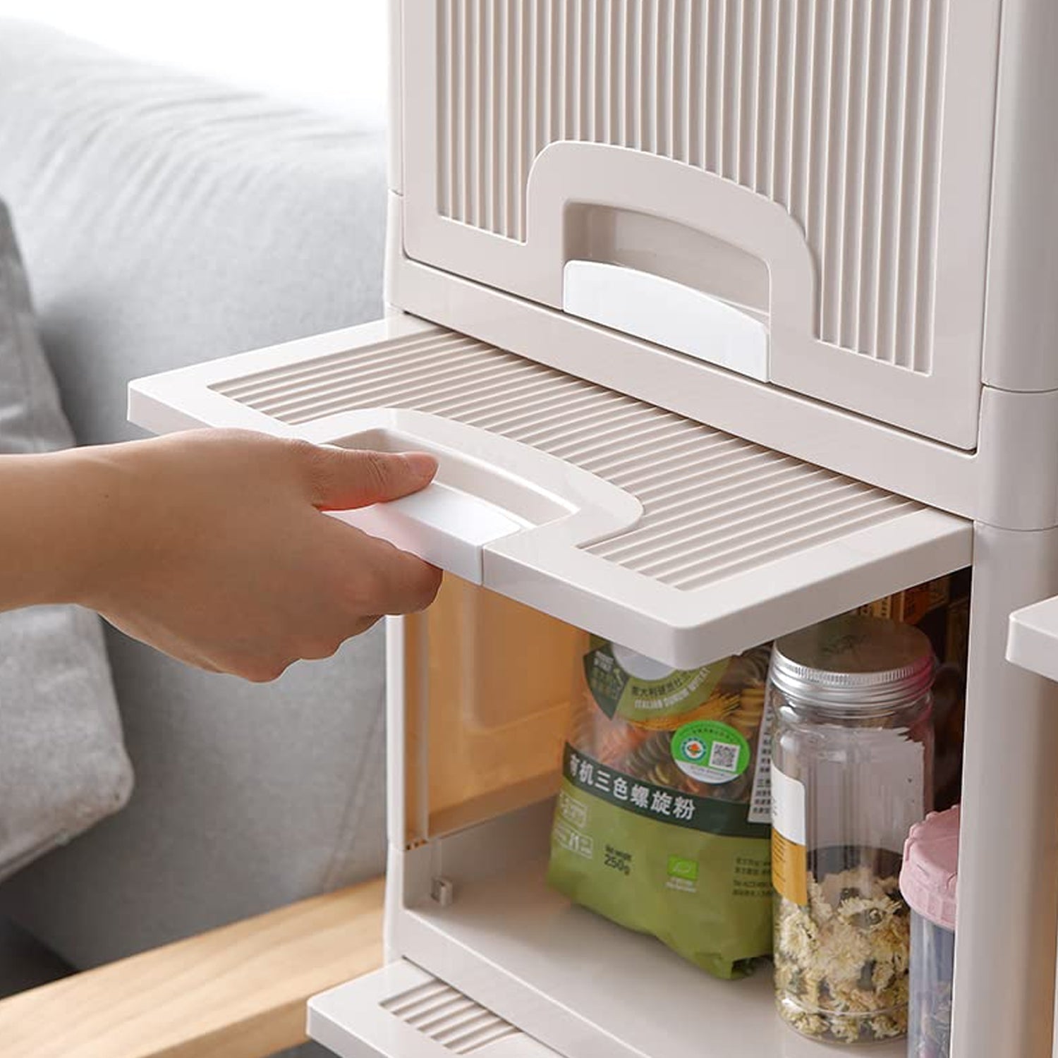 Compact plastic drawers perfect for bathroom storage of toiletries and towels.