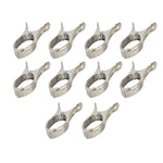 IronHold branded stainless steel clothespins for secure outdoor laundry.