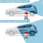 Hand demonstrating the easy adjustment of the wide-angle blind spot mirror.