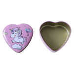 Compact heart shaped metal storage tin for chocolates and jewels