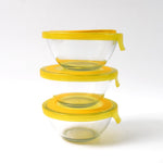 3-piece glass bowl set with lids offering versatile kitchen storage solutions