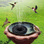 A lifestyle shot of the solar floating water fountain enhancing a serene outdoor patio area.