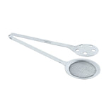 Multipurpose stainless steel lifter and strainer tong designed for kitchen tasks