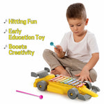 Top-down view of the Kids Musical Car Xylophone, showing its colorful, tuned bars and car design.