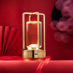Crystal Table Lamp displaying its soothing warm yellow 3-color light mode.