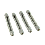 Four eyeglass temple tip sleeves displayed together showing silicone texture