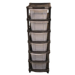 Clean layer modular organizer featuring transparent plastic drawers