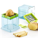 Various vegetables like potatoes and carrots sliced using the Quickslice potato chipper.