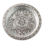 Ornamental silver finished plastic pooja thali plate for devotional use