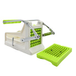 Assortment of freshly cut vegetables and fries displayed with the cutter.
