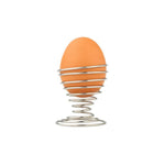 Egg stand with spiral wire design made of durable stainless steel