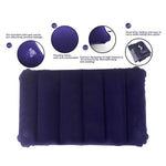 Neatly packaged blue inflatable travel pillow, ready for gifting or storage.
